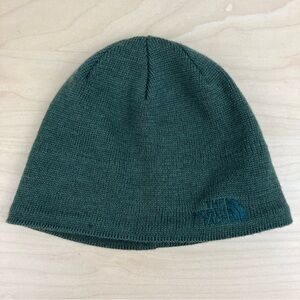 The North Face Winter Beanie Hat Wool Blend Dark Green Embroidered Logo OS